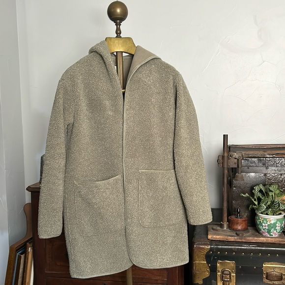 JOIE Oversized Open Front Green Sherpa Cardigan Teddy Coat - Picture 2 of 8